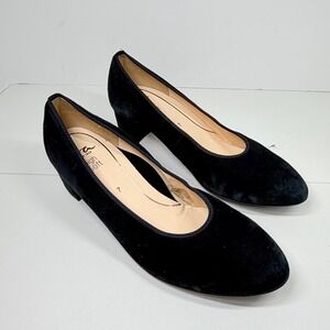 Ara High Soft Women EU 41 US 9.5 Black Suede Block Heel Round Toe Pumps